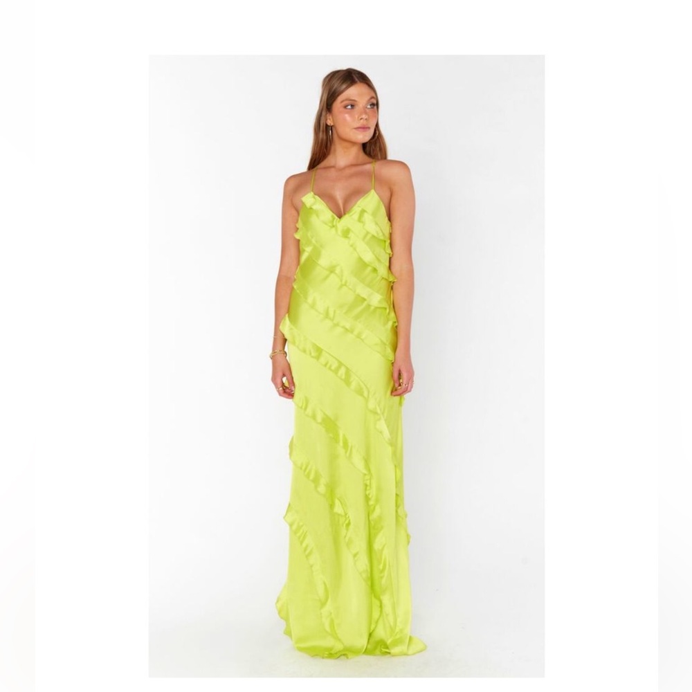 Show Me Your MuMu Neon Lime Ruffle Maxi Dress